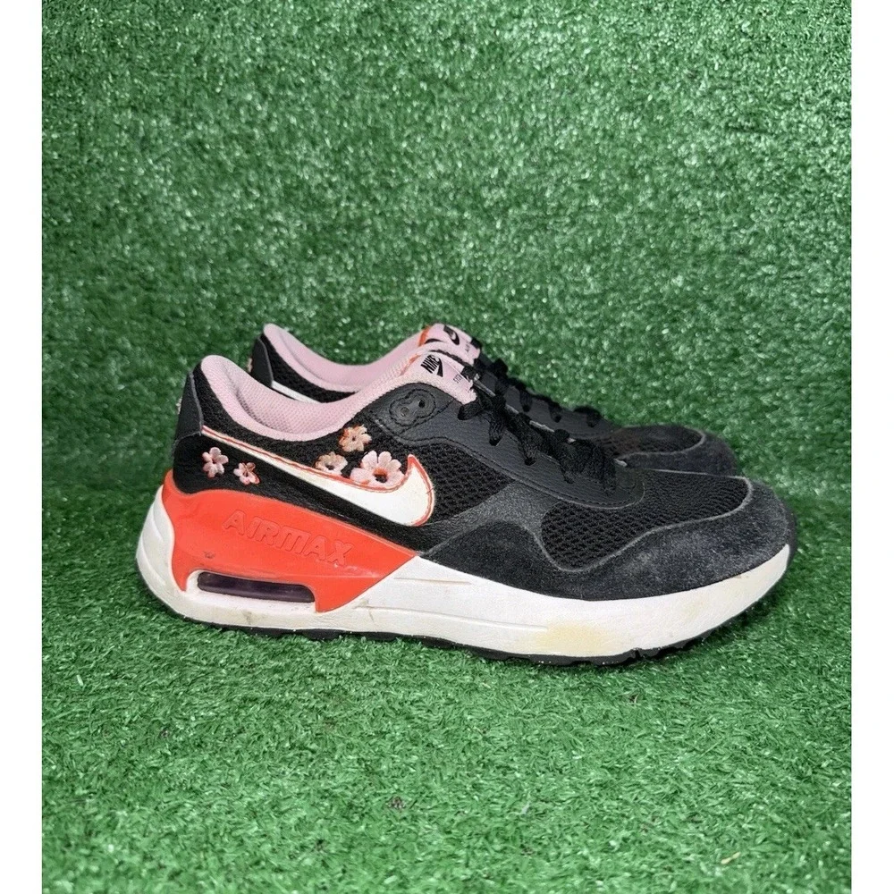 Nike Air Max Systm Boys Size‎ 7Y Black Red Athletic Shoes Sneakers FQ8959-001